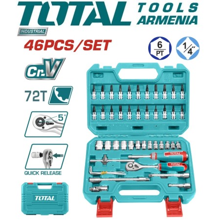Գործիքների հավաքածու 1/4" ՝ 46 հատ 