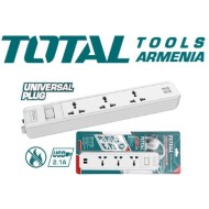 Երկարացման լարով վարդակ (ուդլինիտել) 3 տեղ 3մ/2 -  USB 2.1A 