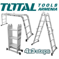 Բազմաֆունկցիոնալ ալյումինե սանդուղք 4 x 3 աստիճան