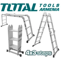 Բազմաֆունկցիոնալ ալյումինե սանդուղք 4 x 3 աստիճան