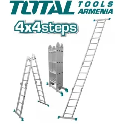Բազմաֆունկցիոնալ ալյումինե սանդուղք 4 x 4 աստիճան