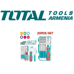 30 հատ փոխարինելի պտուտակահանի և գլխիկների հավաքածու