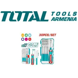 30 հատ փոխարինելի պտուտակահանի և գլխիկների հավաքածու