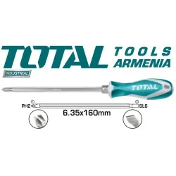 Երկգլխանի պտուտակահան ՝ PH 2 + SL 6 / 160 մմ 