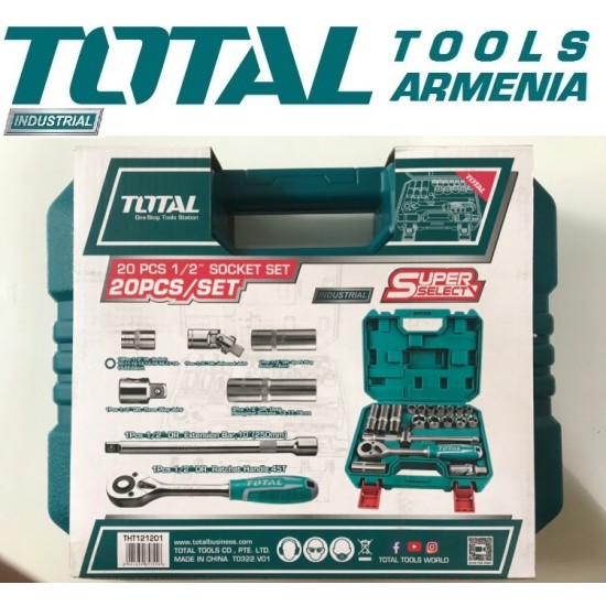 Socket set 1/2" 20 pieces