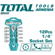 12 հատ 1/4 ″ վարդակների հավաքածու