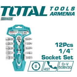 12 հատ 1/4 ″ վարդակների հավաքածու