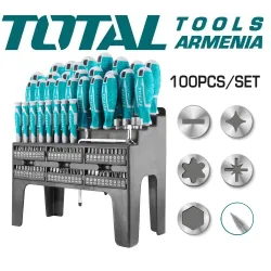 Պտուտակահանի հավաքածու բիթերով 100 հատ.