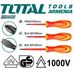 Դիէլեկտրական պտուտակահանների հավաքածու մինչև 1000 Վ 3 հատ