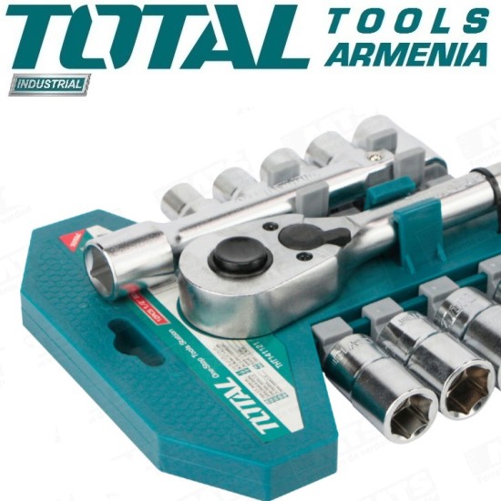 Socket set, 1/2, sockets 10 - 24 mm, with ratchet wrench