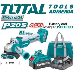 Անկյունային հղկող մեքենա (ԱՀՄ) - Բալգարկա մարտկոցով / Անխոզանակ շարժիչ / 20Վ / 4Ա / 115մմ / Արտադրական / INDUSTRIAL