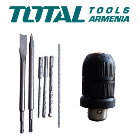 Էլեկտրական հորատիչ (Պերֆերատոր)  / SDS Plus / 800 Վատտ / 2,5 ջոուլ /  + Արագսեղմվող պատրոն 13 մմ