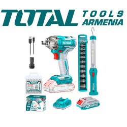 Մարտկոցային հարվածային պտուտակադարձիչ և LED լապտեր հավաքածու