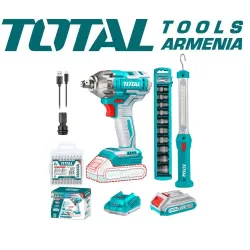 Մարտկոցային հարվածային պտուտակադարձիչ և LED լապտեր հավաքածու