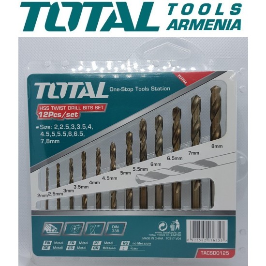 HSS twist drill bit set 12pcs