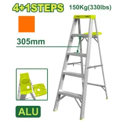 Ալյումինե միակողմանի աստիճան (գործիքների սկուտեղով) 4+1 քայլ DTLD4H05