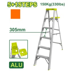 Ալյումինե միակողմանի աստիճան (գործիքների սկուտեղով) 5+1 քայլ DTLD4H06