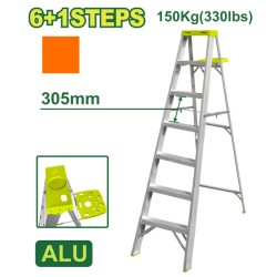 Ալյումինե միակողմանի աստիճան (գործիքների սկուտեղով) 6+1 քայլ DTLD4H07