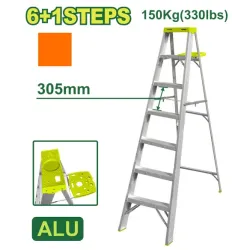 Ալյումինե միակողմանի աստիճան (գործիքների սկուտեղով) 6+1 քայլ DTLD4H07