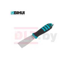 Putty scraper with soft handle and hammer end, #420 stainless steel, matt mirror polished, BIHUI, art.PTT15