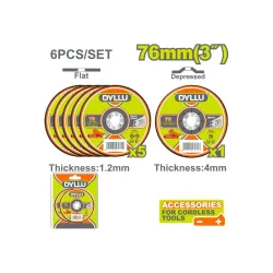 Կտրող և հղկող սկավառակների հավաքածու (6 միավոր) 76մմ DYLLU DTAC2L06