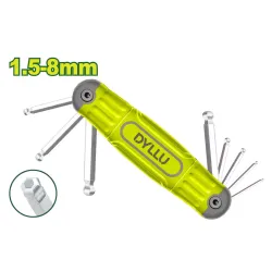 Ծալովի գնդիկավոր վեցանկյուն բանալիներ 8 հատ DYLLU DTHK2281 1.5-8մմ