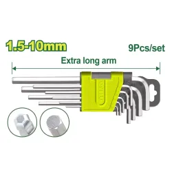 Գնդիկավոր վեցանկյուն բանալիների (9 հատ) հավաքածու DYLLU DTHK2292 1.5-10մմ