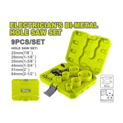 Երկմետաղ ծակիչների հավաքածու (9 միավոր) էլեկտրիկի համար DYLLU DTKJ3492