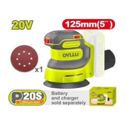 Էքսցենտրիկ հղկող մեքենա մարտկոցային 20Վ 125մմ DYLLU DTRAP5030