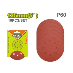 Կպչուն սկավառակ փայտ, մետաղ հղկող 125մմ P60 10 հատ DYLLU DTZA5113