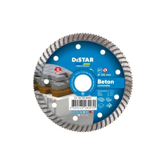 Ալմաստե կտրող սկավառակ DISTAR Turbo 125 Beton 125x22.22x8x2.2mm Ալմաստե կտրող սկավառակ DISTAR Turbo 125 Beton 125x22.22x8x2.2mm