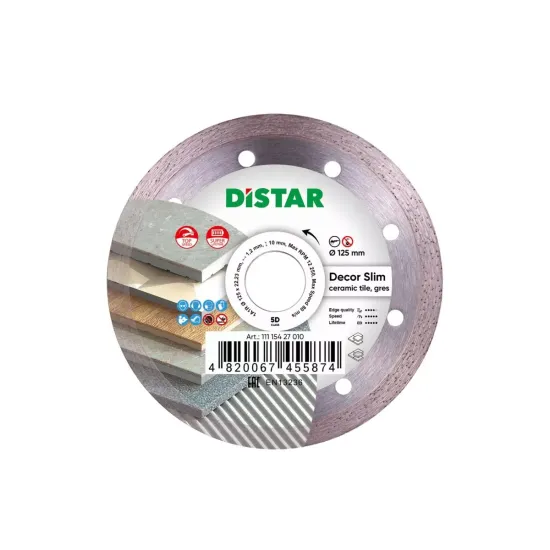 Ալմաստե կտրող սկավառակ 1A1R 125x22.22x10x1.2mm Decor Slim Ալմաստե կտրող սկավառակ 1A1R 125x22.22x10x1.2mm Decor Slim