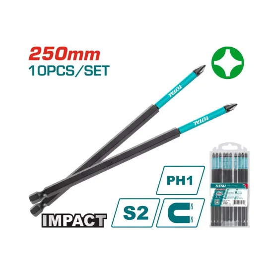 PH1 impact screwdriver 250mm bits set 10pcs
