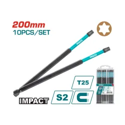 T25 հարվածային պտուտակահան 200մմ բիթերի հավաքածու 10 հատ