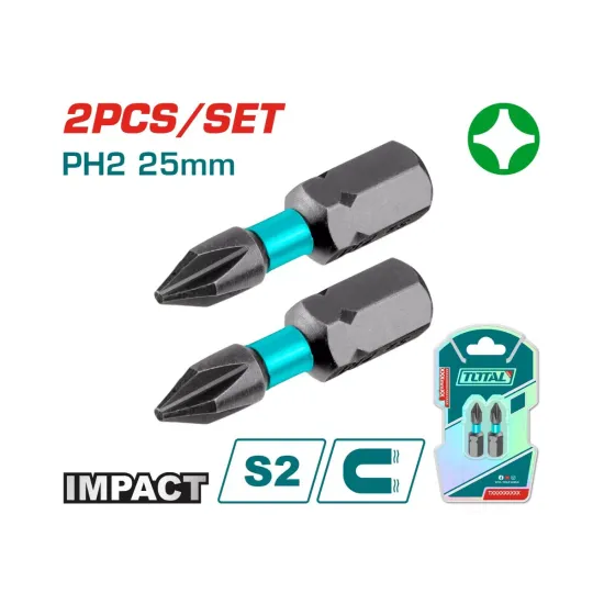 PH2 impact screwdriver bits set 2pcs 25mm
