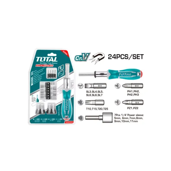 Reversible screwdriver with bits 24 pcs.