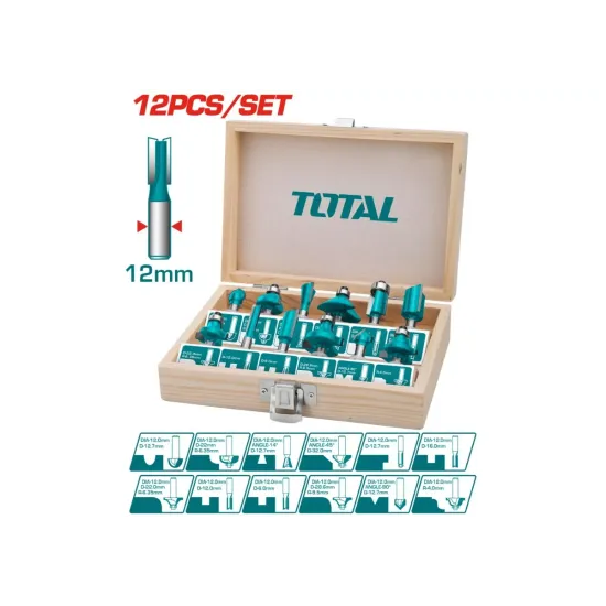Router Bit Set - 12 mm 12pcs