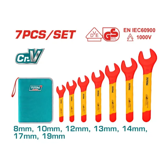 Insulated open-end wrench set 7 pcs