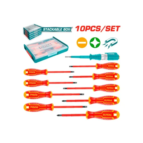 A set of dielectric screwdrivers up to 1000V 10pcs.