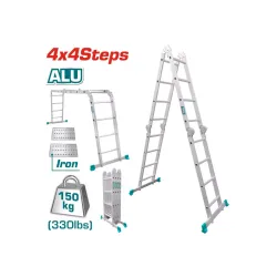 Բազմաֆունկցիոնալ ալյումինե սանդուղք 4 x 4 աստիճան