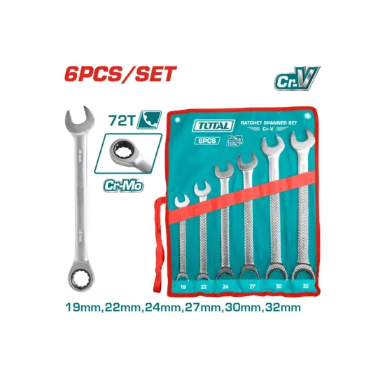 Combination ratchet wrench set 6pcs
