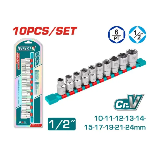 Socket set, 1/2, sockets 10 - 24 mm