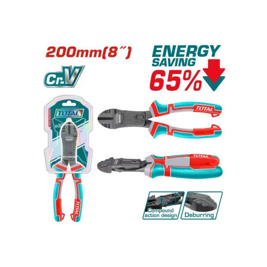 Compound action diagonal cutting pliers