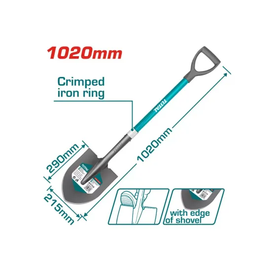 Steel shovel with fiberglass handle 1020mm