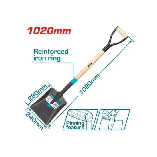 Steel shovel with wooden handle 1020mm