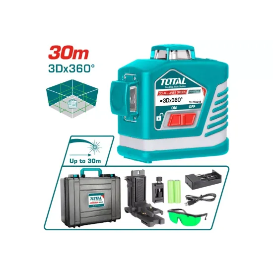 3D լազերային հարթաչափ բոլոր գծերով կանաչ