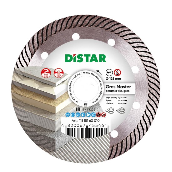 Ալմաստե կտրող սկավառակ 1A1R Gres Master 125x22.22x10x1.4mm Ալմաստե կտրող սկավառակ 1A1R Gres Master 125x22.22x10x1.4mm