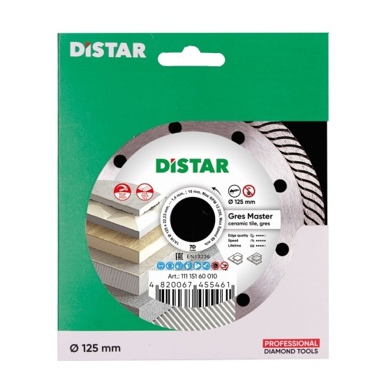 Ալմաստե կտրող սկավառակ 1A1R Gres Master 125x22.22x10x1.4mm Ալմաստե կտրող սկավառակ 1A1R Gres Master 125x22.22x10x1.4mm