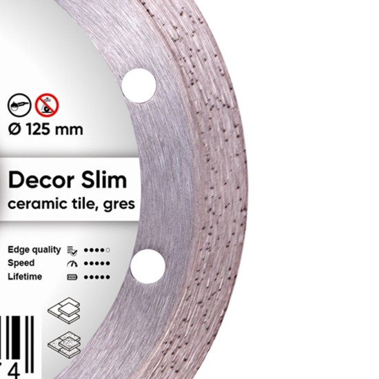 Ալմաստե կտրող սկավառակ 1A1R 125x22.22x10x1.2mm Decor Slim Ալմաստե կտրող սկավառակ 1A1R 125x22.22x10x1.2mm Decor Slim