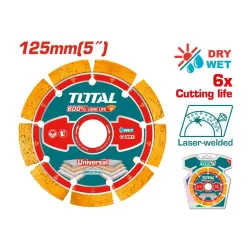 Ադամանդե կտրող սկավառակ  լազերային եռակցմամբ  TOTAL TAC2171251 125 մմ